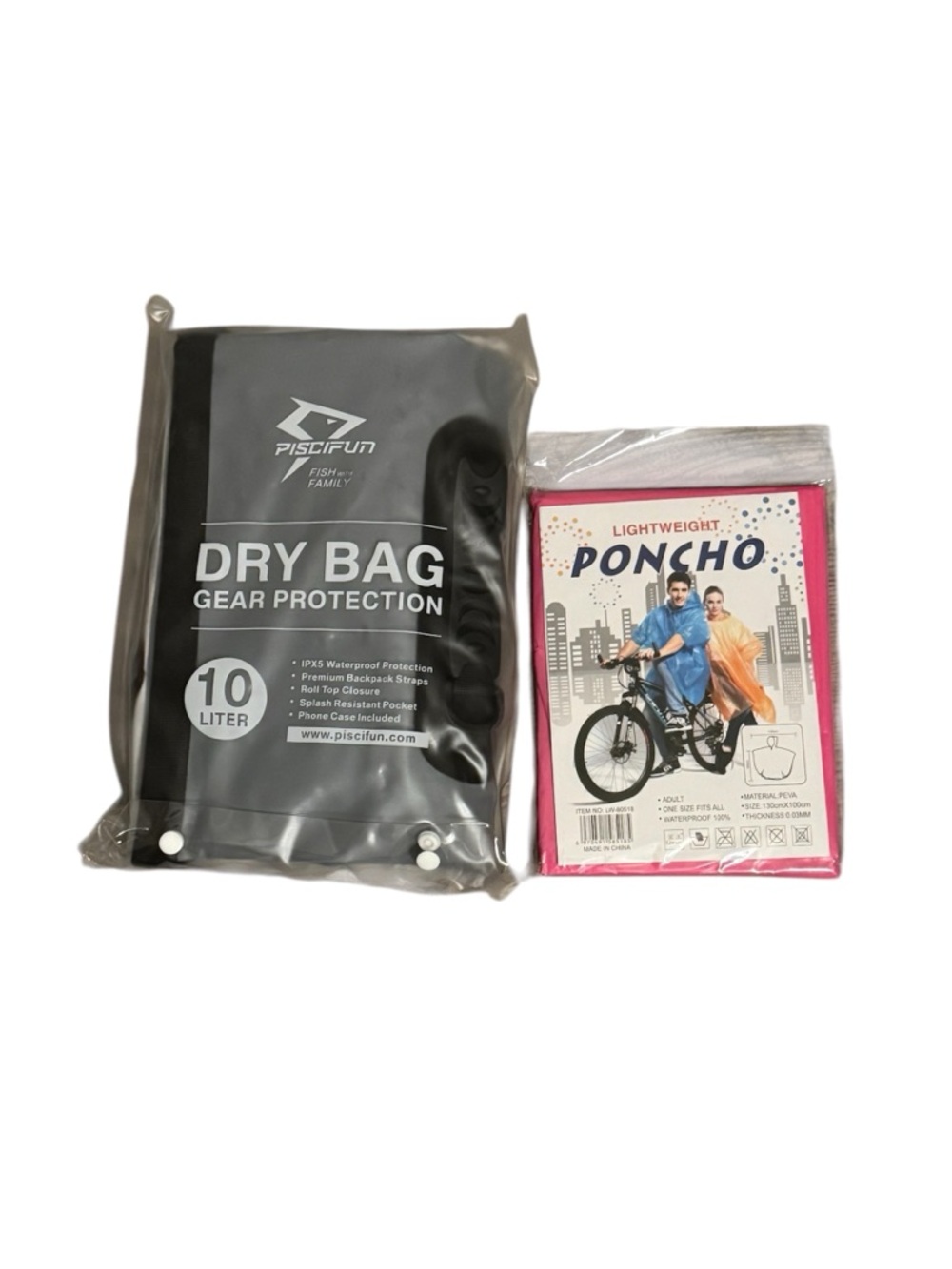 Black 10L Dry Bag + Hot Pink Poncho - Gear Protection